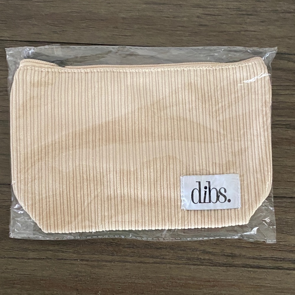 NEW Dibs Beige Corduroy Zippered Pouch